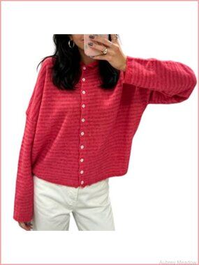 Women's Knit Cardigan Sweaters Long Sleeve Button Down Loose Top